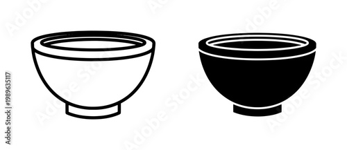Minimalist Ceramic Bowl Icon Set in Line and Solid Style