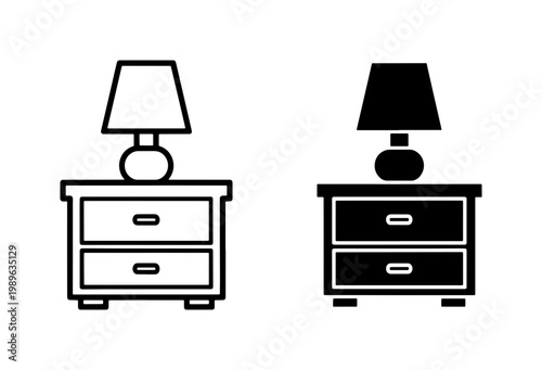 Nightstand with Lamp Icon Set