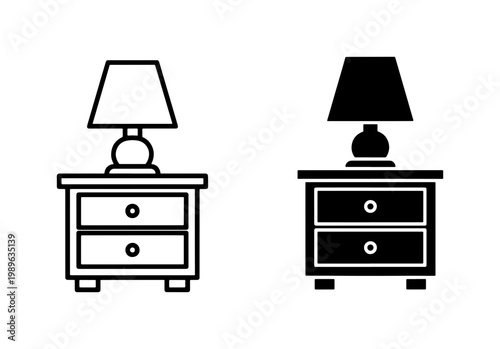 Nightstand with Lamp Icon Set