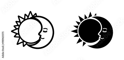 Sun and Moon Eclipse Icon Set