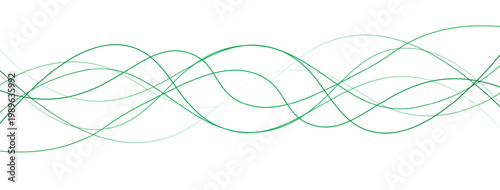 Abstract green wave line background with smooth flowing curves, modern minimal gradient design on clean white space, fresh natural style for digital media, branding, and creative visual backdrop