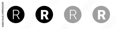 The registered trademark symbol R outline and solid glyph represents intellectual property protection on a cleantransparent background for UI and UX design.