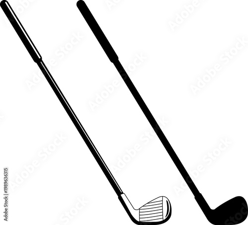 Golf clubs a black and white illustration of essential golf equipment