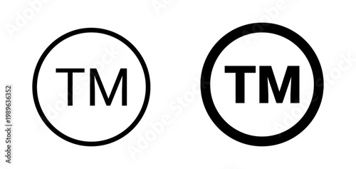 Tableau sur toile Thin and thick trademark symbol outline and solid icons represent intellectual p