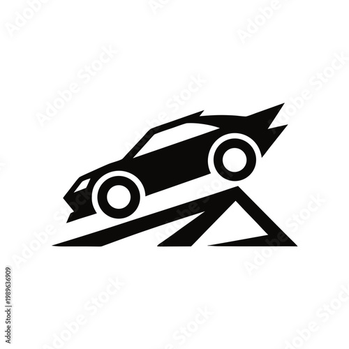 Racing car, speeding vehicle, black icon, automotive symbol, speedster