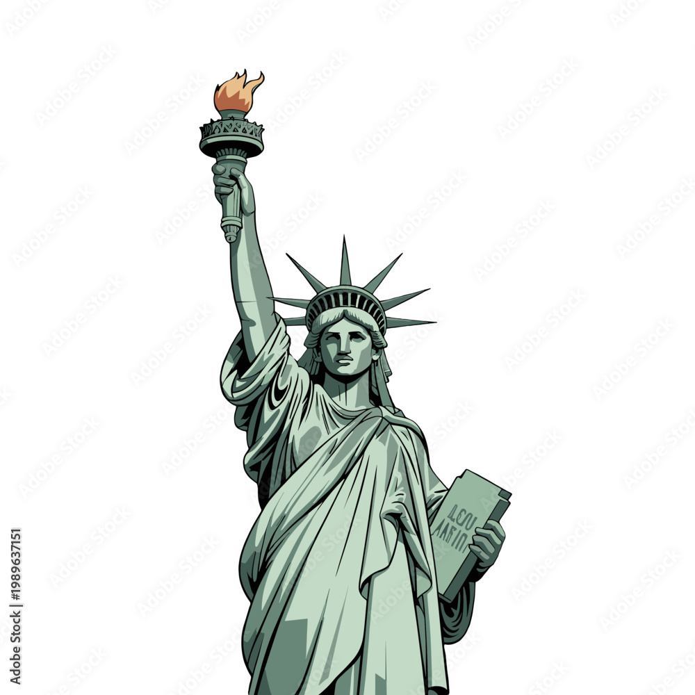 Fototapeta premium A captivating illustration of the Statue of Liberty, showcasing its iconic features.