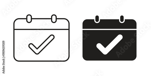 Cuadro en lienzo Calendar check icon linear pictogram