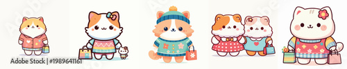 cute cat vector shopping for clothes