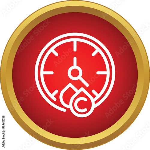 Car engine temperature gauge indicating overheating with celsius unit icon