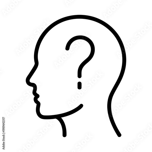 Картината върху платно Vector of a human head with a question mark inside, symbolizing confusion or uncertainty