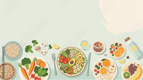 Healthy eating and well-being with a colorful selection of fresh fruits and vegetables