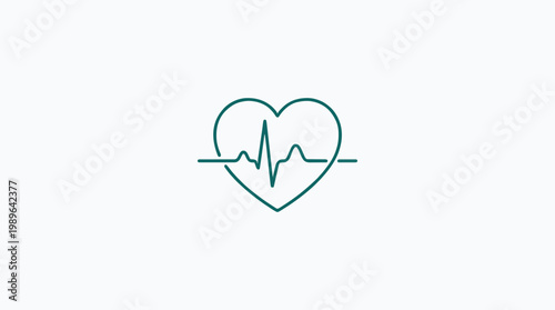 Stylized heart icon with a vital heartbeat rhythm line; essential medical graphic