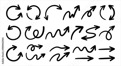 Collection of Hand-Drawn Doodle Arrows Diverse Sketchy Directional Pointers