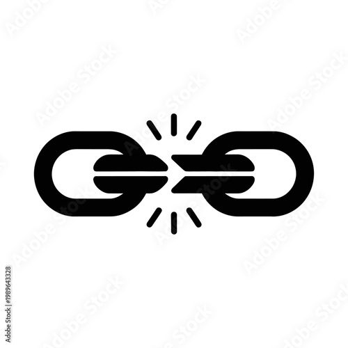 Vector of a broken chain link with sparks flying