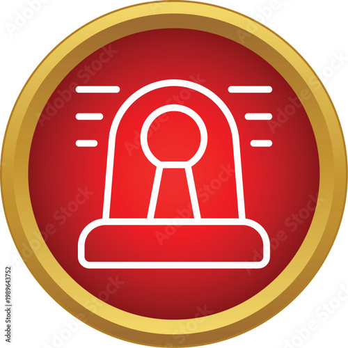 Red siren light icon creating an alert and warning signal