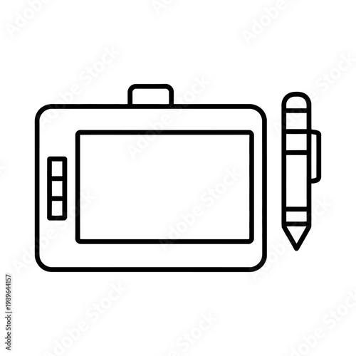 Vector graphic of a digital drawing tablet with a stylus