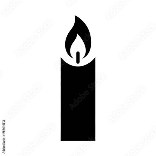 Vector graphic of a simple black candle with a flame