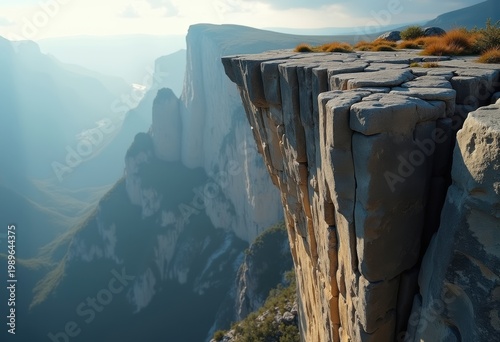 Striking Rock Outcrop Cliff Visual Display Overhanging Elevation Sharp Edge Breathtaking Unveiling Surface