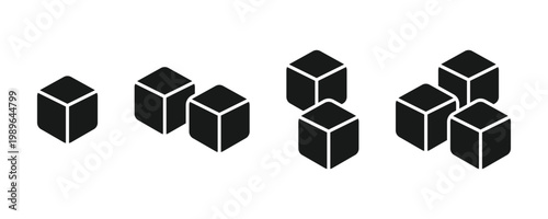 Ice cube icon. Silhouette ice cubes icon. Simple geometric shape. Cold refreshment symbol
