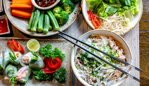 Set of traditional Vietnamese dishes