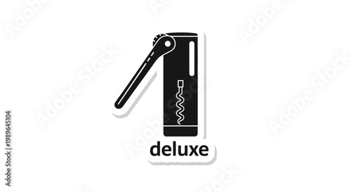 Black silhouette of a corkscrew opener with a lever, on a white background.