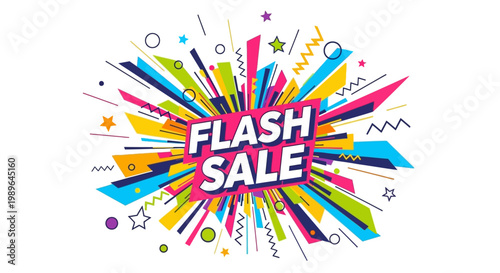 Flash Sale Burst - Vibrant Geometric Explosion with Sale Text