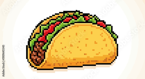 Pixel Art Taco Illustration: Delicious Fast Food Icon