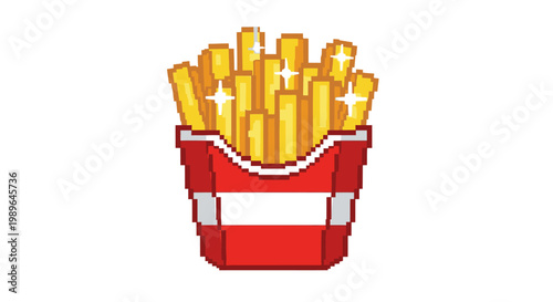 Pixel Art French Fries in Red Carton