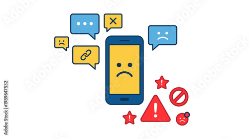 Sad Face on Mobile Phone Screen.