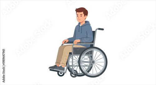 Young man in a wheelchair enjoying his life and freedom
