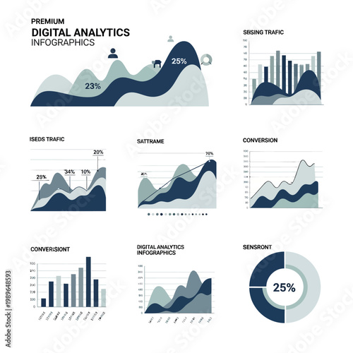 Digital Analytics Infographics: Charts, Graphs, and Data Visualization for Business Insights