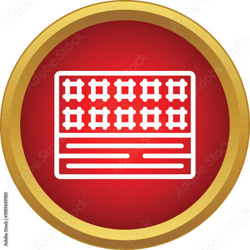 Orthopedic mattress icon showing internal structure on a red circle background