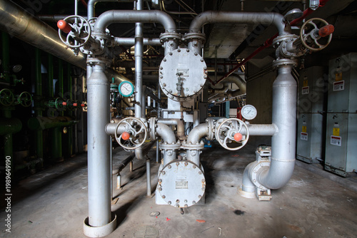 Pipes in the boiler building at the decommissioned Manresa Island power plant, Norwalk, CT.