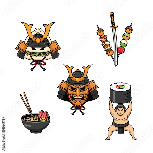 Pixel Art Japanese Culture: Samurai, Sumo, Sushi, Ramen, Takoyaki