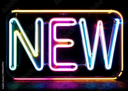 A glowing neon sign saying 