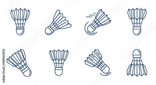 Badminton Shuttlecock Icons Set Sport Game Equipment