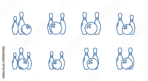 Bowling Pins and Ball Icon Set