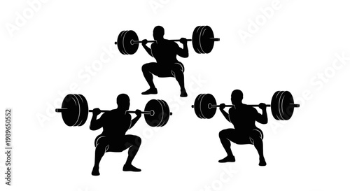 Fitness Silhouette Squat Exercise Workout Barbell Training