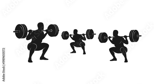 Weightlifting Silhouette Set Barbell Squat Exercise