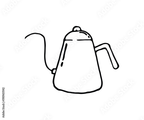 hand drawn icon of manual coffee brewing tool barista drink, gooseneck pot for filter coffee vector, thank you for downloading