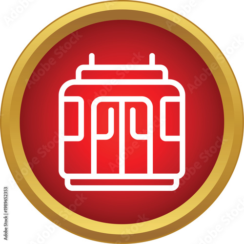 Cable car gondola transport icon for public transit in a red circle