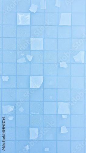 An Uncommon Perspective on Ice: Delicate and Clear Frozen Cubes Against a Soft Blue Background, Perfect for Evoking Refreshing Summer Vibes and Aesthetically Pleasing Visuals