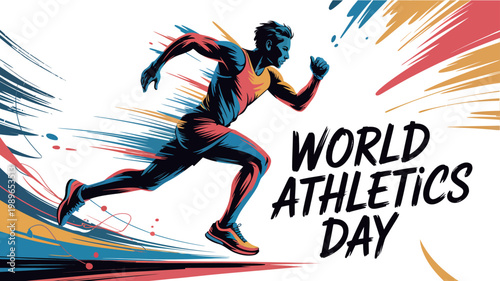 World Athletics Day Running Athlete Sports Illustration. World Athletics Day, International Day of Sport for Development and Peace, Olympic Day