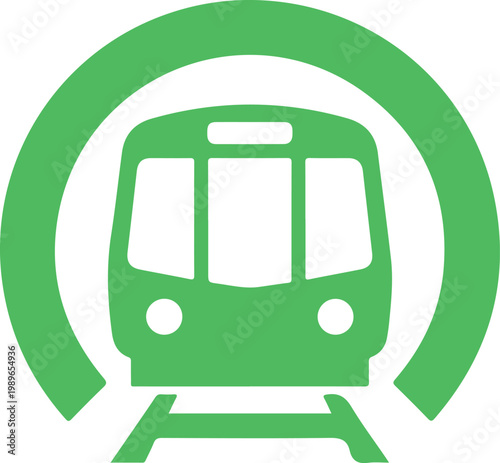 Green train in a circle transportation public transit