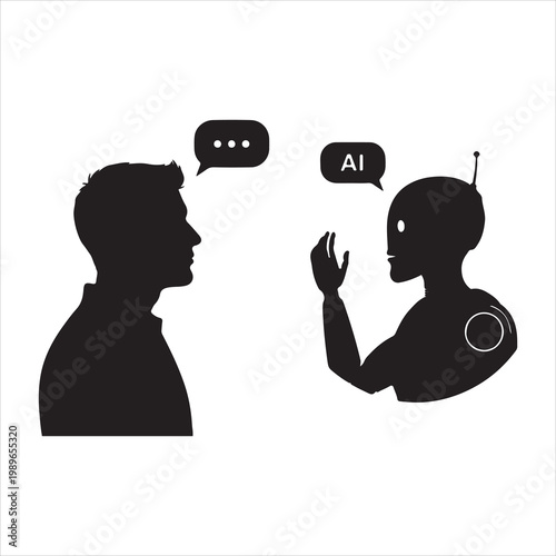 Human and AI conversation, showcasing communication and understanding between man and machine