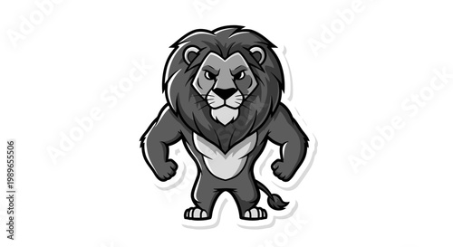 Mascot Lion Character Standing Strong and Confident