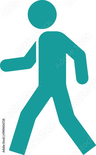Teal walking human figure silhouette
