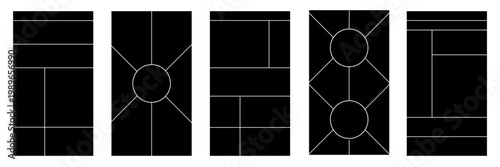 Image collage layout template. Beige mosaic mood board grid collection. Picture frame set. Photo album idea for banner, poster, comic page, flyer, brochure, booklet, memory 