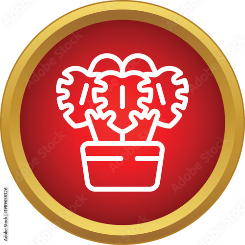 Potted plant icon symbolizing nature, ecology, and environmental care on a red gold circle