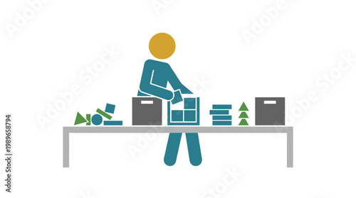 Person packing boxes for moving house.